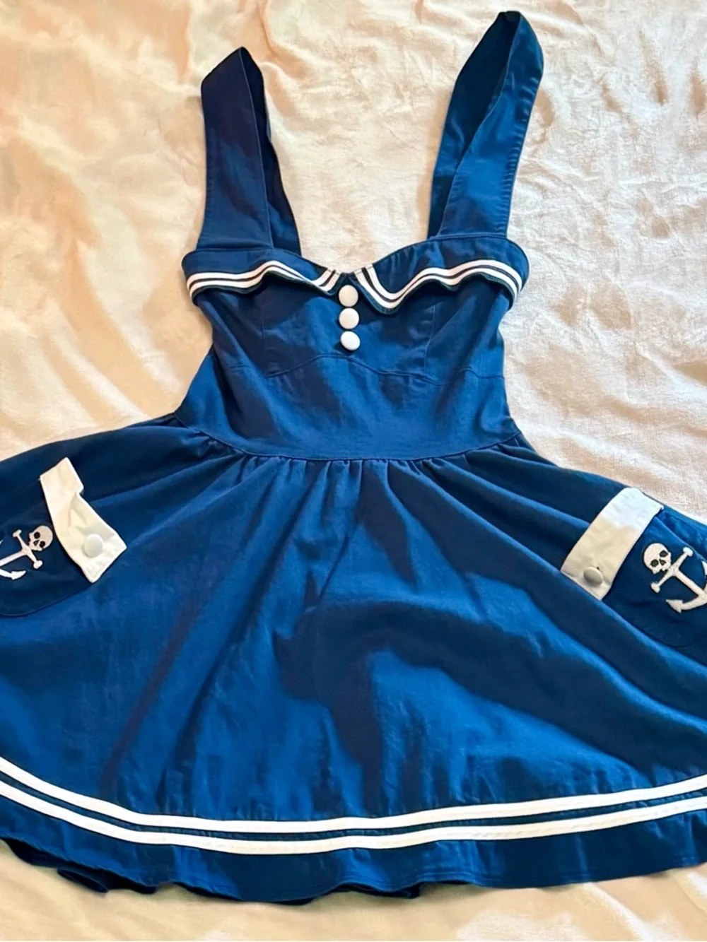 Hell Bunny Navy & White Sailor Halter Fit-and-Flare Dress - Picture 3 of 4